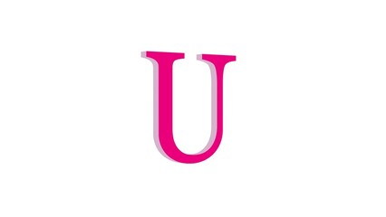 3d U letter logo loopable pink color white background