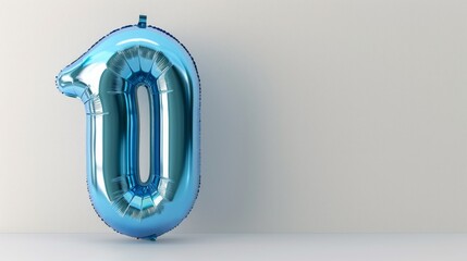 Fototapeta premium A shiny metallic isolated blue number 0 balloon