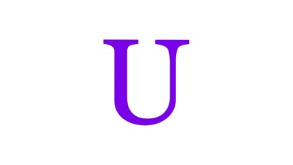 3d U letter logo loopable rotated purple color white background