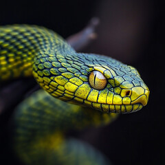 Fototapeta premium Illustration of a snake in the style of realism, realistic emotions, realistic colors, realistic details, realistic light and shadow, emphasizing textures and subtleties of the subject, realism, stone