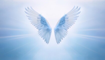 Fototapeta premium A light blue wings on white background design with pastel-colored the color scheme