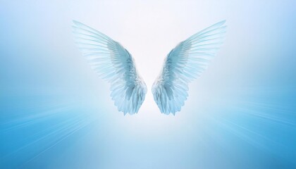 Fototapeta premium A light blue wings on white background design with pastel-colored the color scheme