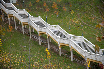 Staircase descent leading to the Magdeburg Law Monument in Kyiv