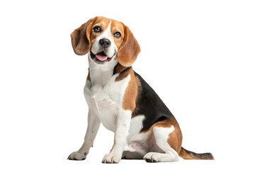 Beagle Sitting on White Background