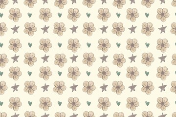 Seamless Pattern with toddler wood toys. Hand drawn illustration baby car and rattle. Watercolor seamless background for Kids. Print for childish textile or wallpaper