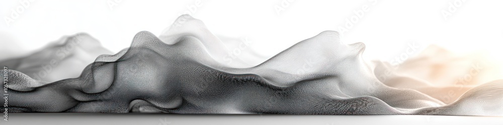 Poster abstract representation of flowing forms resembling mountains.