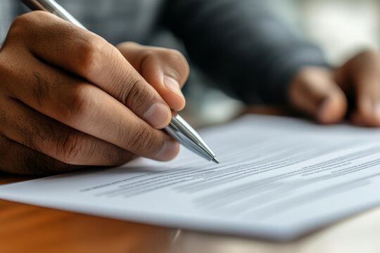 Above view of client sending contract form to contractor to signed after decide to hired, Generative AI