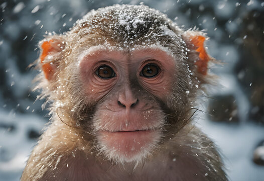 happy monkey in Japan hot spring for banner and homepage