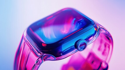 Smartwatch with a Pink Band and Blue Screen