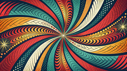 Vibrant, abstract pattern with a psychedelic swirl. Dynamic, psychedelic art with a swirling pattern.