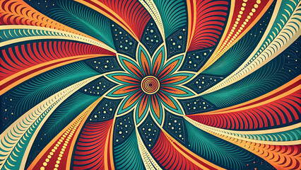 Vibrant, abstract pattern with a psychedelic swirl. Dynamic, psychedelic art with a swirling pattern.