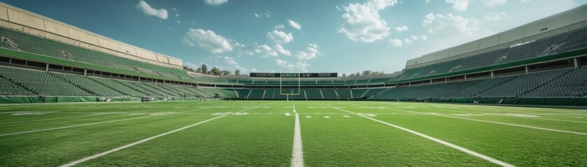 Obraz premium Stadium in the night with green field and floodlights