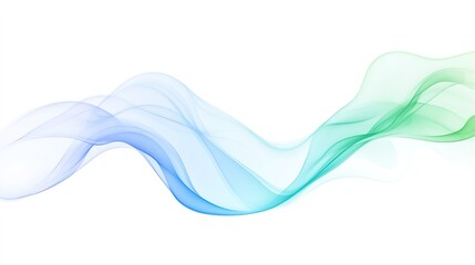 Flowing blue and green ink swirls on white background.