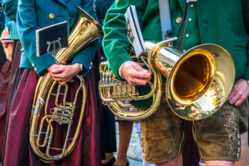 typical music instrument of a bavarian brass band