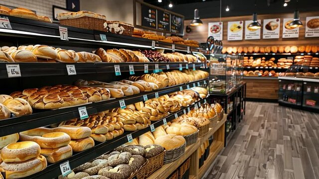 This bakery showcases an assortment of bread, delighting customers with fresh options.