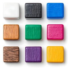 Colorful Geometric Sticker Blocks on White Background