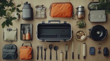 Versatile Camping Gear and Kitchen Essentials Layout