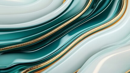 Fluid elegance a captivating exploration of teal and gold waves in abstract artistry for modern spaces