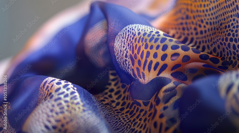 Poster textile engineers collaborating on a new design for silk fabrics, using computers and software to