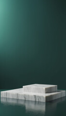 Marble Podium on Teal: A minimalist marble podium sits on a teal background, ready to showcase your product or brand.