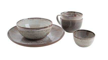 A Tableware on a White Background Image - a clean and inviting visual. The tableware on a white background image presents a neat and appealing scene, making it suitable for various dining or display s