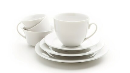 Obraz premium A Tableware on a White Background Image - a clean and inviting visual. The tableware on a white background image presents a neat and appealing scene, making it suitable for various dining or display s