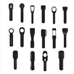 Fototapeta premium set of vector flashlight silhouette