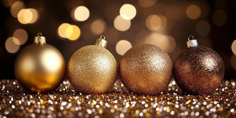 Elegant Christmas Ornaments with Glimmering Background