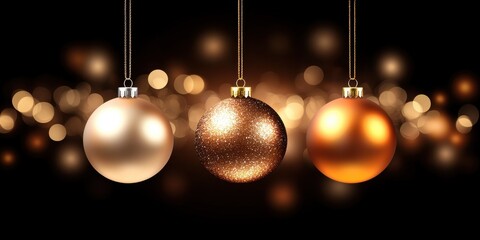 Elegant Christmas Ornaments on Black Background