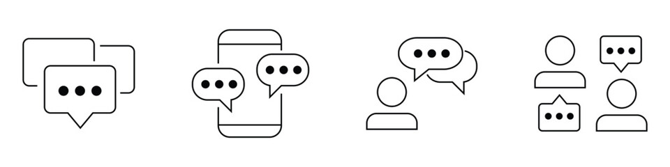 Chat message icon set. Speech bubbles with text messages symbol. Vector EPS 10