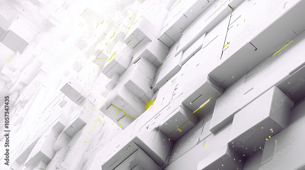 Poster abstract geometric shapes with a textured white surface illuminated by soft light