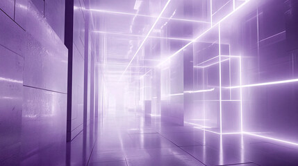 Fototapeta premium A Futuristic Corridor Illuminated by Soft Purple Light, Inviting Exploration in an Abstract Space
