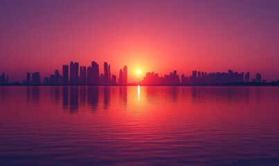Obraz premium Doha skyline Qatar during a serene sunset