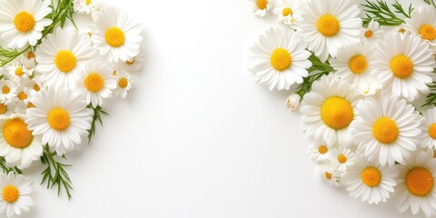 Fototapeta premium White Flowers with Yellow Centers on White Background