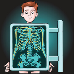 boy undergoing a medical examination with an X-ray machine2.eps