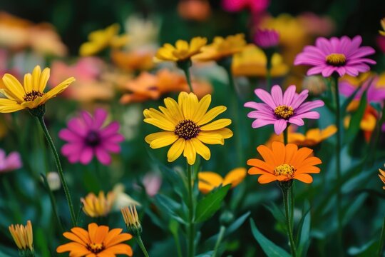 Colorful cape marguerite flowers blooming in garden