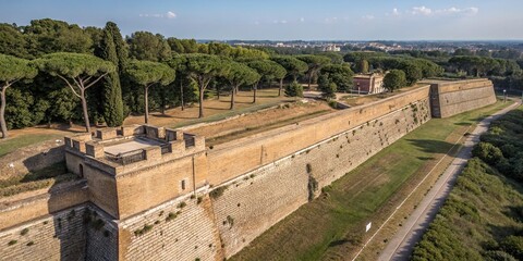 Aerial View of Ancient Roman Brick Wall - Historical Architecture Photography