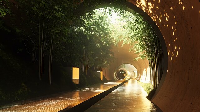 Hyperloop transportation tube with futuristic pods speeding through vacuum-sealed tunnels, highlighting a revolutionary mode of high-speed travel