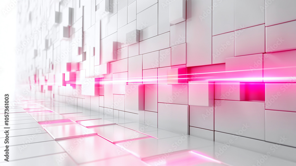Aufkleber a vibrant display of futuristic digital architecture with glowing lines in a bright space