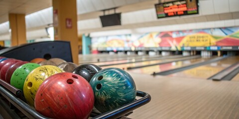Blurred Photograph of a Bowling Alley with Copy Space for Creative Use