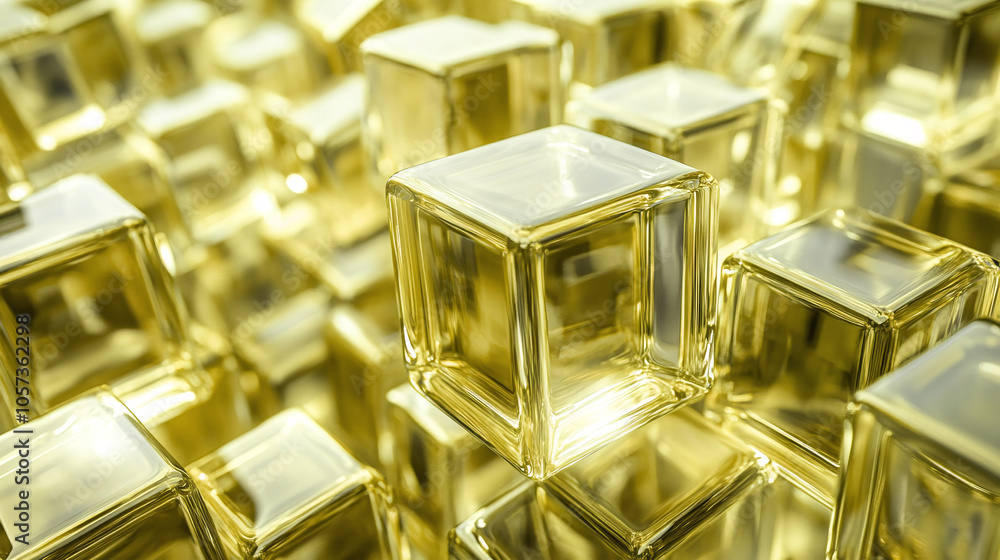 Aufkleber golden translucent cubes shimmer in an abstract formation, creating a mesmerizing effect