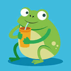 frog with a glass of wine