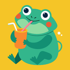 frog with a glass of wine