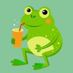 frog with a glass of wine
