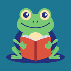 frog sitting in a book
