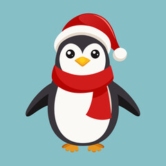 penguin with christmas hat