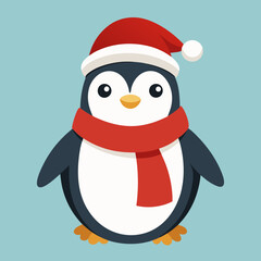 christmas penguin with santa hat