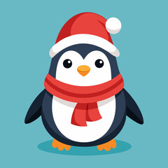 penguin in santa claus hat