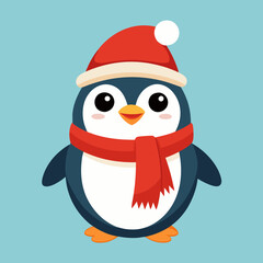 christmas penguin with santa hat