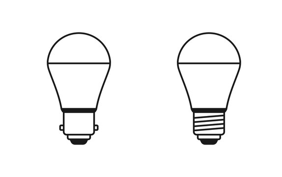 Light Bulb Fitting Types, bayonet cap and Edison screw,icon,symbol,